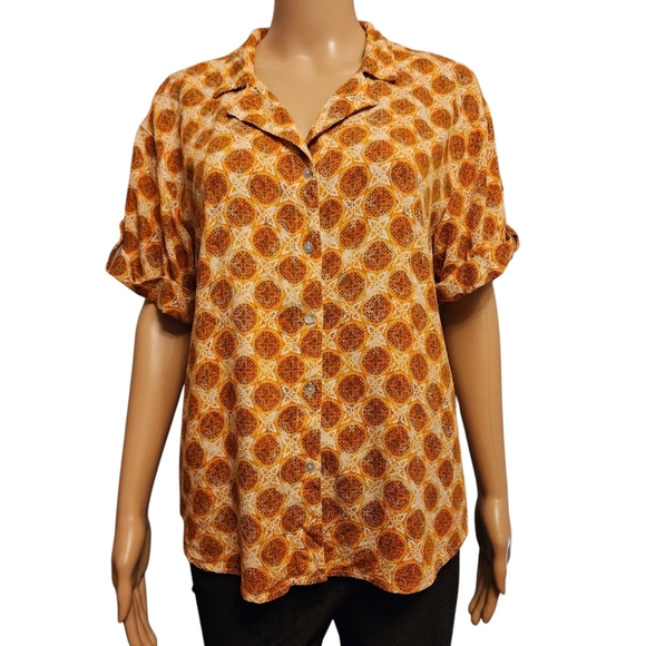 Jane and Delancey Tops - Jane + Dalancey Short Sleeve Retro Style Casual Button Down Shirt Size M